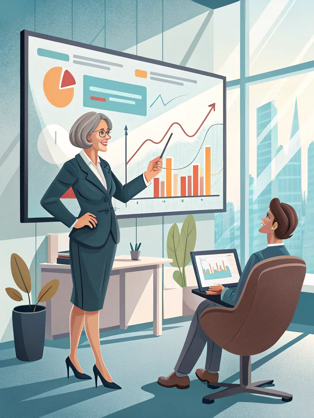 A business consultant leading a webinar on business growth strategies for aesthetic practices, focusing on marketing, client retention, and revenue optimization.